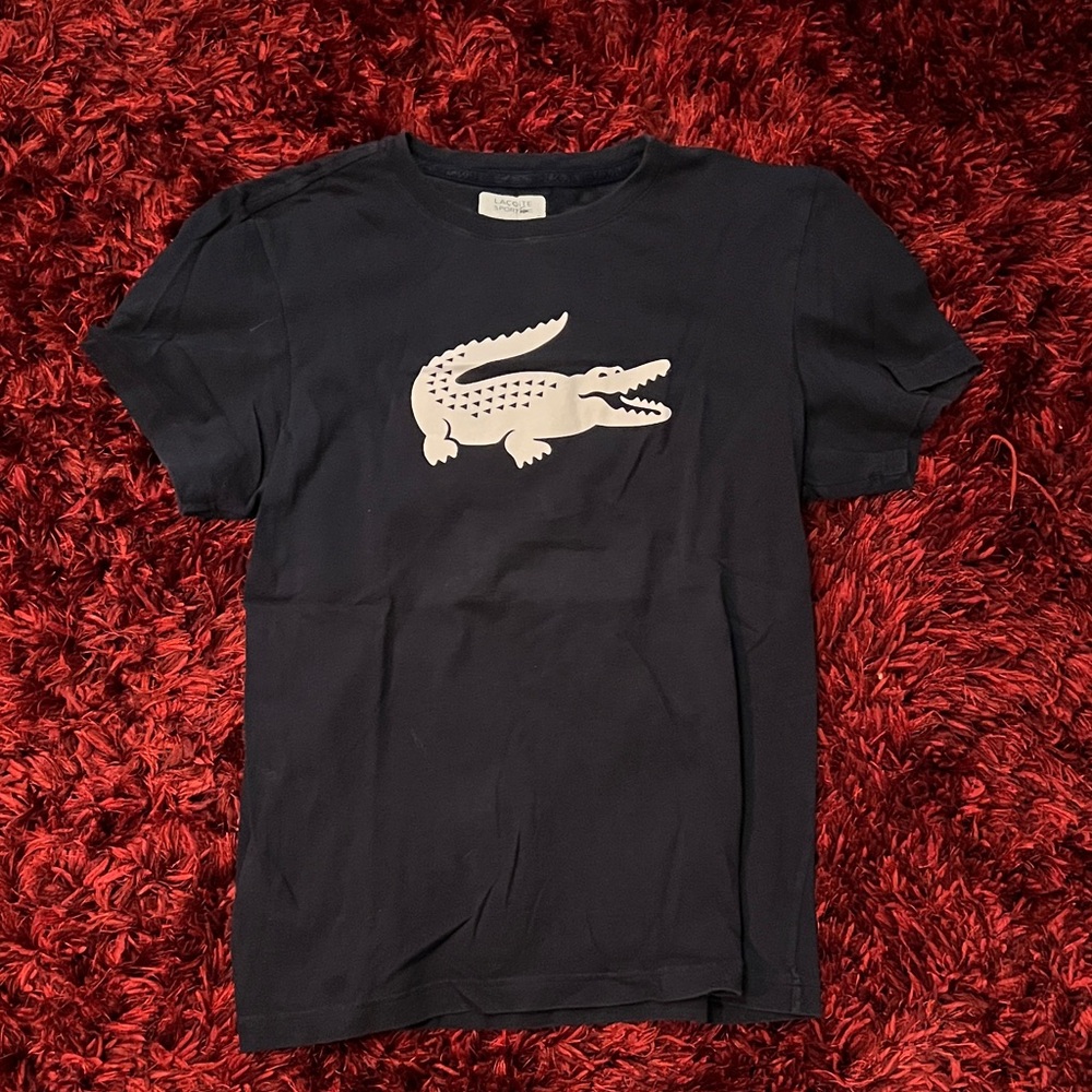 Lacoste Dark Blue Tee with White Crocodile Emblem